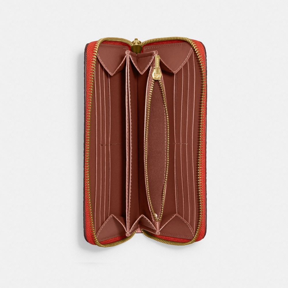 COACH®,Accordion Zip Wallet,Leather,Continental,Metal,Logo,Casual,,Inside View,Top View