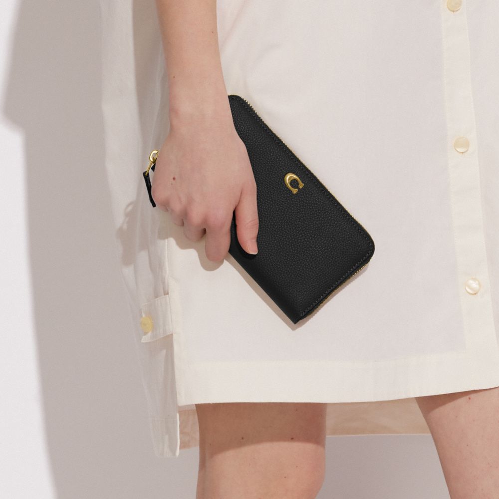 COACH®,Accordion Zip Wallet,Leather,Continental,Metal,Logo,Casual,,Detail View