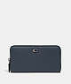 COACH®,ACCORDION ZIP WALLET,Polished Pebble Leather,Silver/Denim,Front View