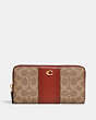 COACH®,ACCORDION ZIP WALLET IN COLORBLOCK SIGNATURE CANVAS,canvas,Brass/Tan/Rust,Front View