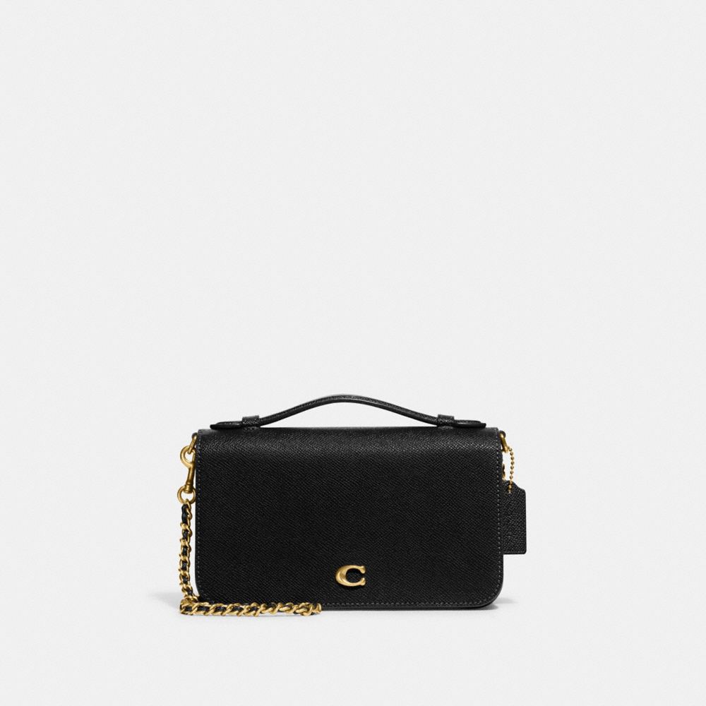 COACH®,BEA CROSSBODY BAG,Crossgrain Leather,Mini,Brass/Black,Front View image number 0