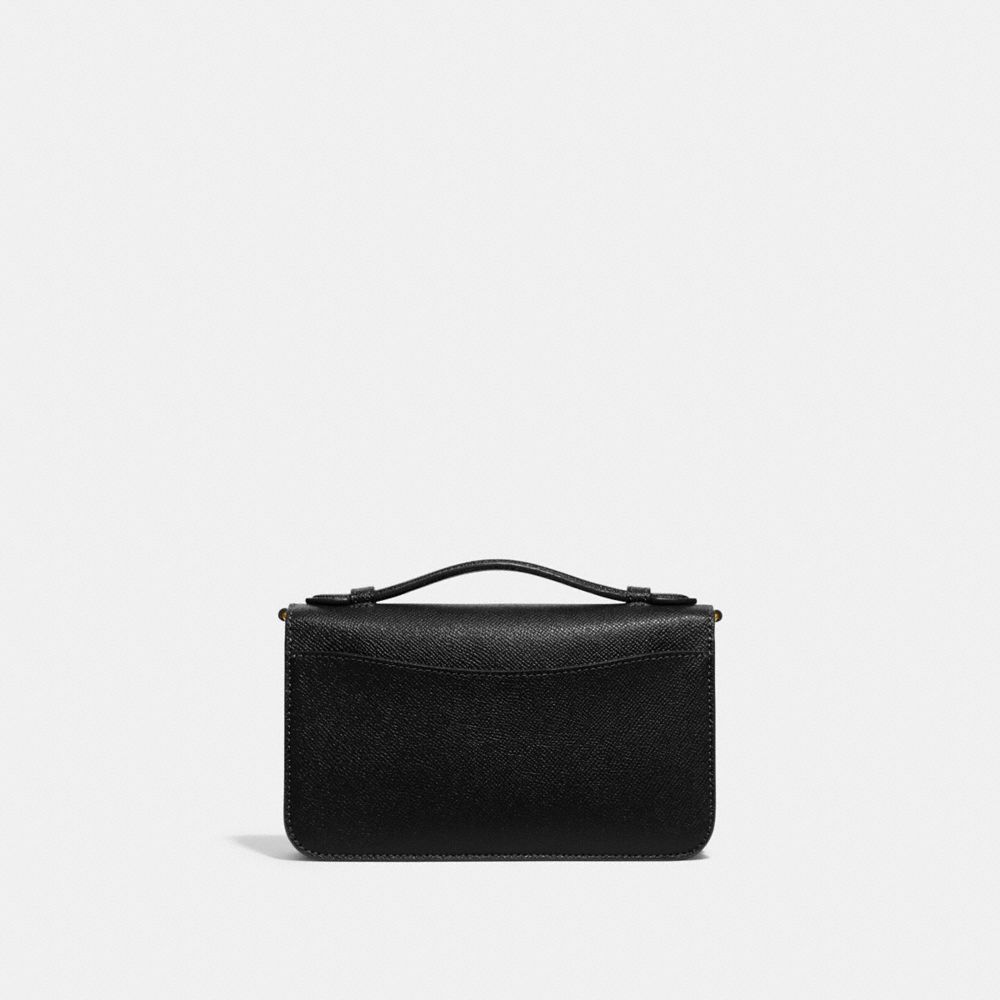 COACH®,SAC À BANDOULIÈRE BEA,Cuir Cross-grain,Laiton/Noir,Back View