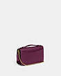 COACH®,BEA CROSSBODY BAG,Crossgrain Leather,Mini,Brass/Deep Berry,Angle View
