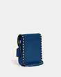 COACH®,TALL STUDIO CROSSBODY WITH RIVETS,Glovetanned Leather,Mini,Brass/Blue,Angle View