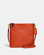 COACH®,KITT MESSENGER CROSSBODY BAG,Crossgrain Leather,Mini,Brass/Sun Orange,Front View