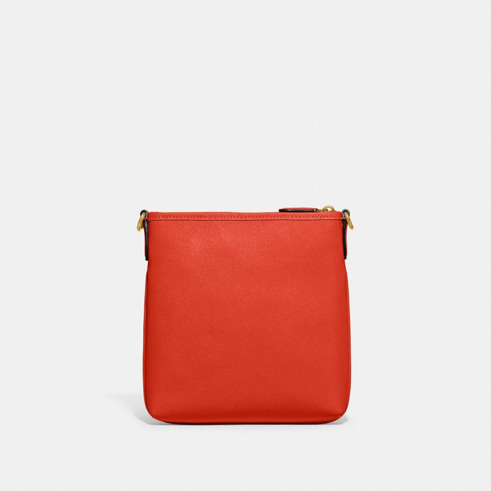 COACH®,Kitt Messenger Crossbody Bag,Leather,Crossbody,Logo,Metal,Pen Holder,Casual,Burnt Orange,Back View