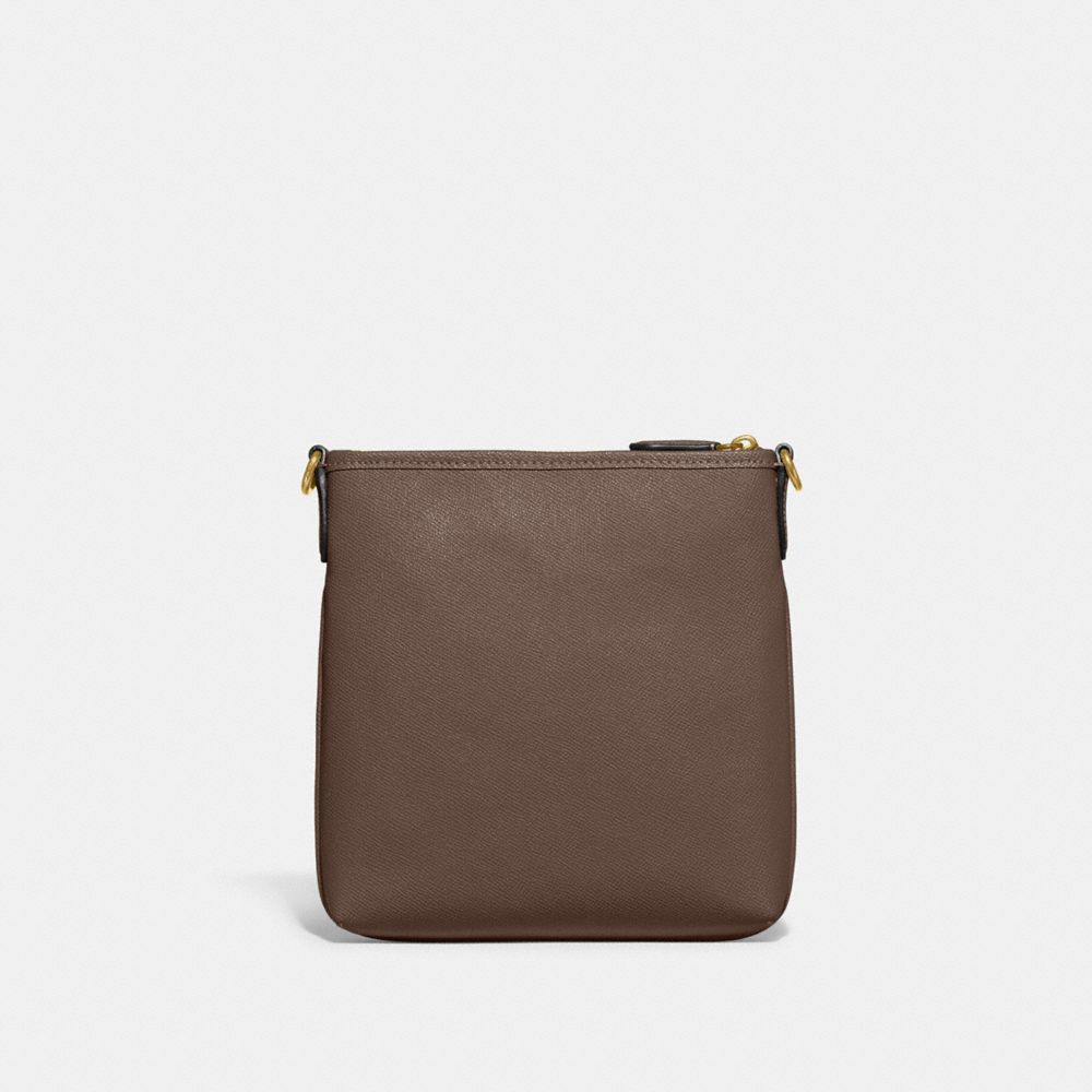 COACH®,KITT MESSENGER CROSSBODY BAG,Crossgrain Leather,Small,Brass/Dark Stone,Back View