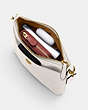 COACH®,KITT MESSENGER CROSSBODY BAG,Crossgrain Leather,Mini,Brass/Chalk,Inside View,Top View