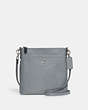 COACH®,KITT MESSENGER CROSSBODY BAG,Crossgrain Leather,Mini,Silver/Grey Blue,Front View