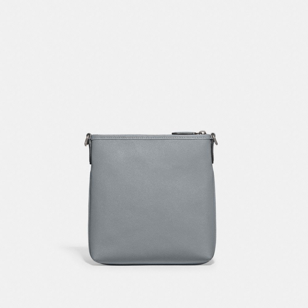 COACH®,KITT MESSENGER CROSSBODY BAG,Crossgrain Leather,Small,Silver/Grey Blue,Back View
