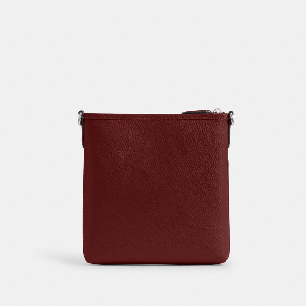 COACH®,Kitt Messenger Crossbody Bag,Leather,Crossbody,Metal,Logo,Scratch Resistant,Casual,Maroon,Back View