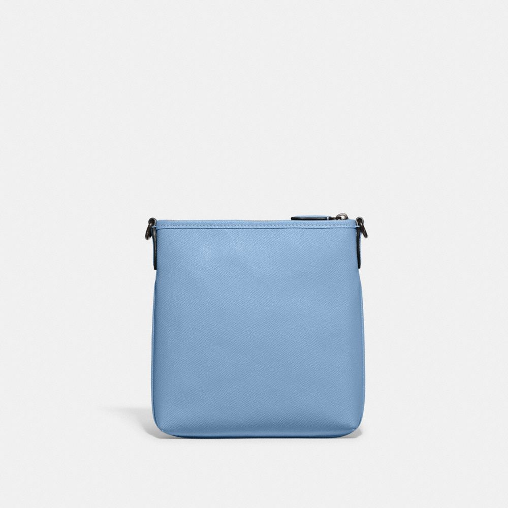 COACH®,Kitt Messenger Crossbody Bag,Leather,Crossbody,Logo,Metal,Pen Holder,Casual,Blue,Back View