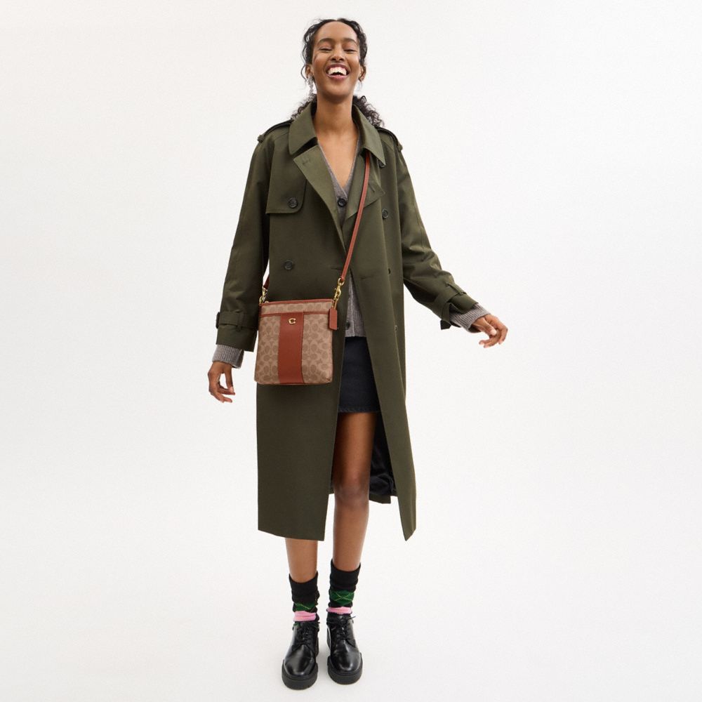 COACH®,Kitt Messenger Crossbody Bag In Colorblock Signature Canvas,Canvas,Calf Hair,Leather,Crossbody,Color Block,Piping,C...,