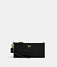 COACH®,DOUBLE ZIP WALLET,Polished Pebble Leather,Mini,Brass/Black,Front View