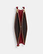 COACH®,DOUBLE ZIP WALLET,Polished Pebble Leather,Mini,Brass/Cherry,Inside View,Top View