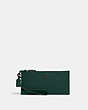 COACH®,DOUBLE ZIP WALLET,Polished Pebble Leather,Mini,Pewter/Forest,Front View