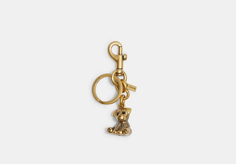 COACH®,CREATURES PUPPY BAG CHARM,Gold/Multi,Front View