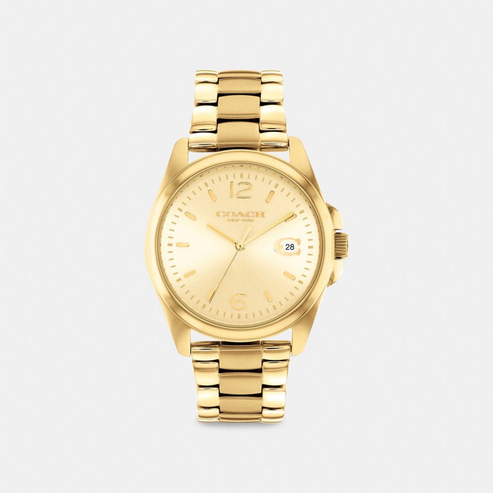 COACH®,GREYSON WATCH, 36MM,Gold,Front View