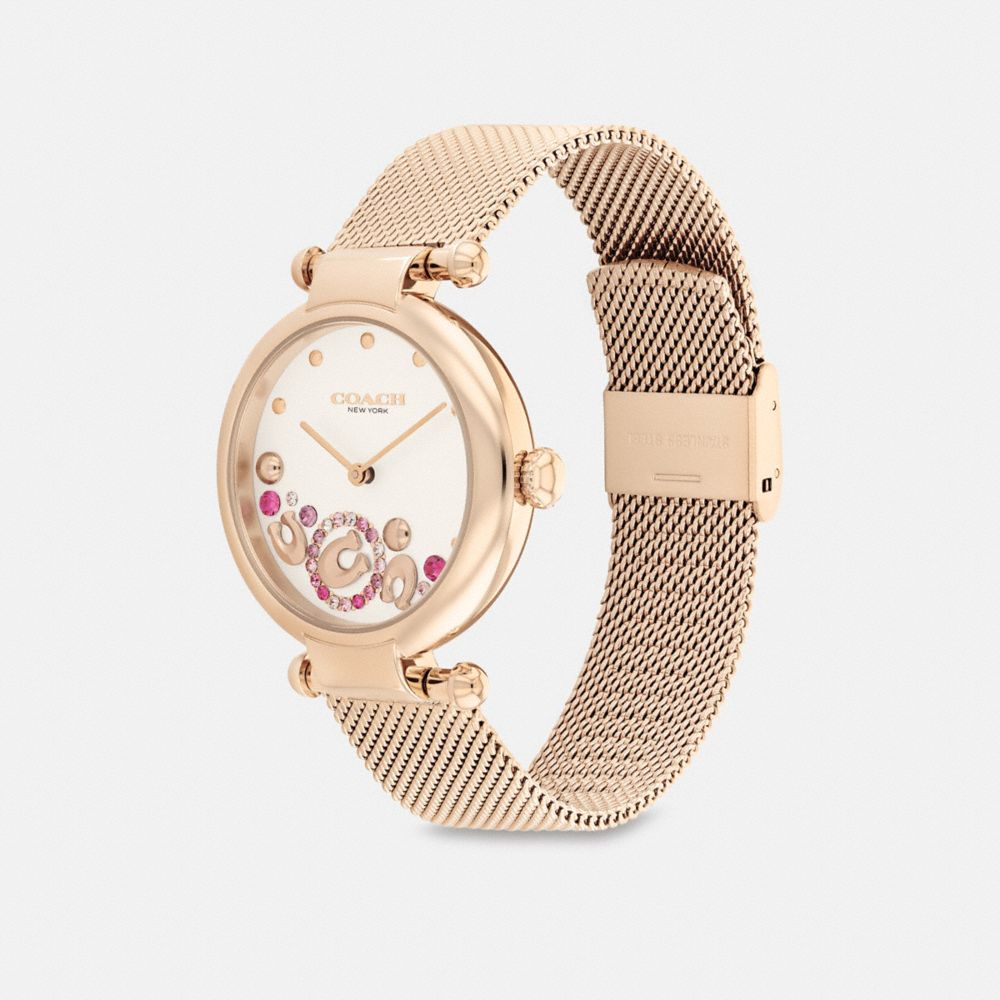 COACH®,CARY WATCH, 34MM,Rose Gold,Angle View