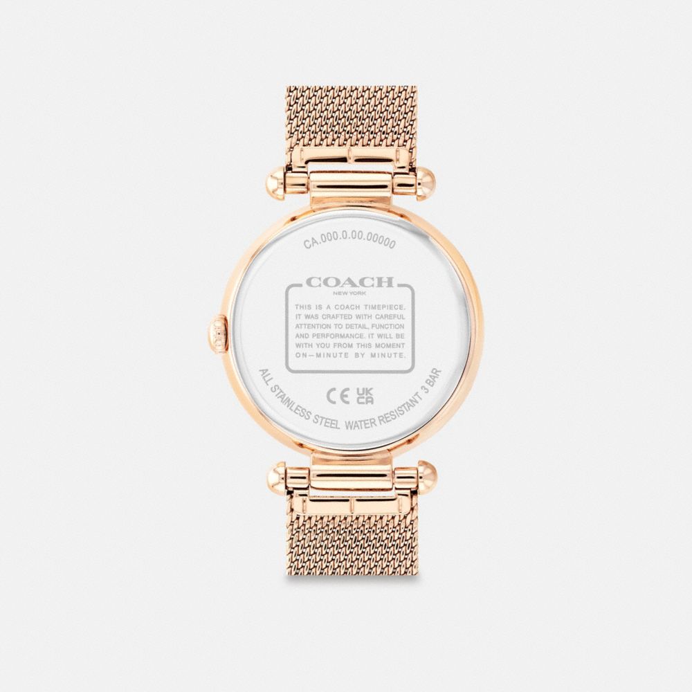 COACH®,CARY WATCH, 34MM,Rose Gold,Back View