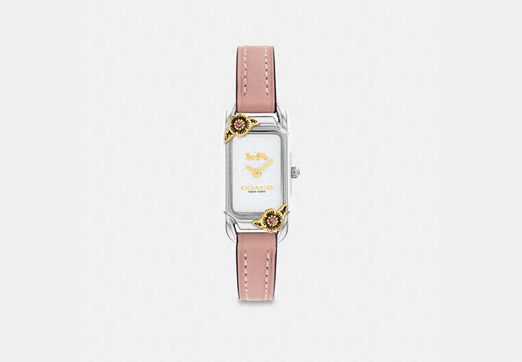 COACH®,MONTRE CADIE, 17,5 MM X 28,5 MM,Acier inoxydable,Rose fard rose,Front View