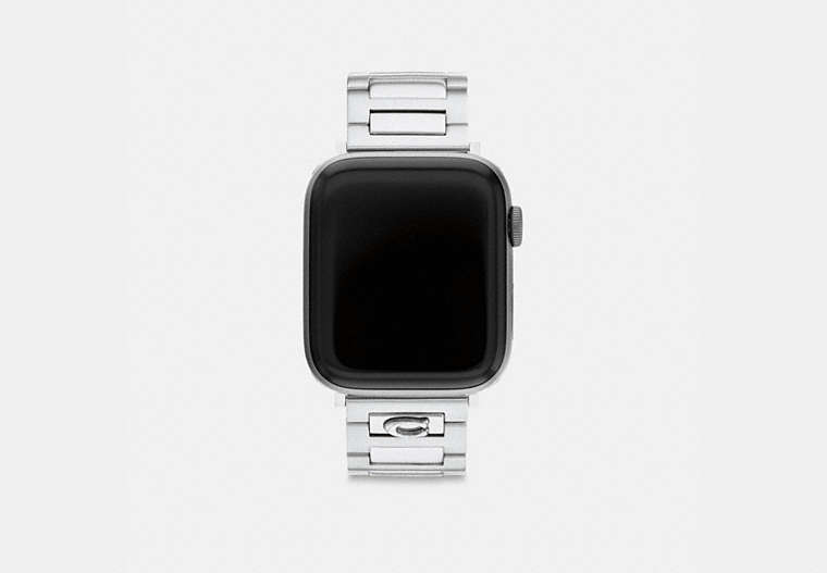 COACH®,APPLE WATCH® STRAP, 42MM AND 44MM,Signature Coated Canvas,Stainless Steel,Front View