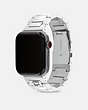 COACH®,APPLE WATCH® STRAP, 42MM AND 44MM,Signature Coated Canvas,Stainless Steel,Angle View