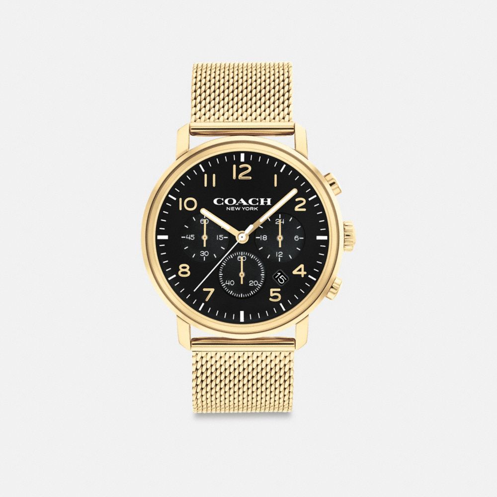 COACH®,HARRISON WATCH, 42MM,Gold,Front View