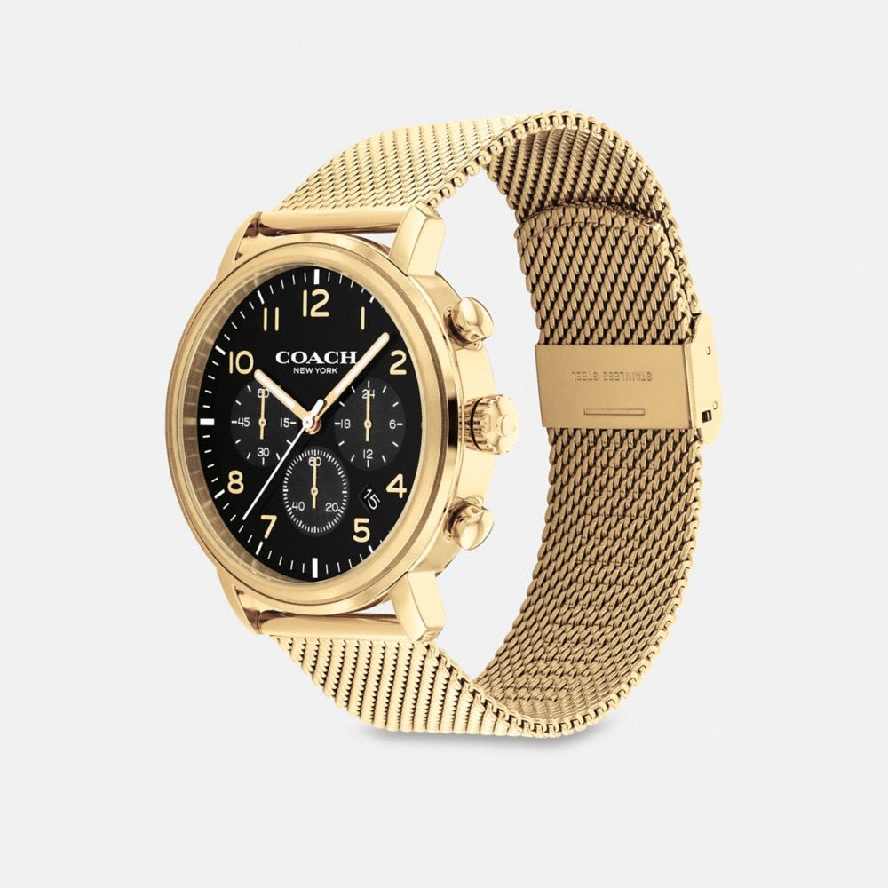 COACH®,HARRISON WATCH, 42MM,Gold,Angle View