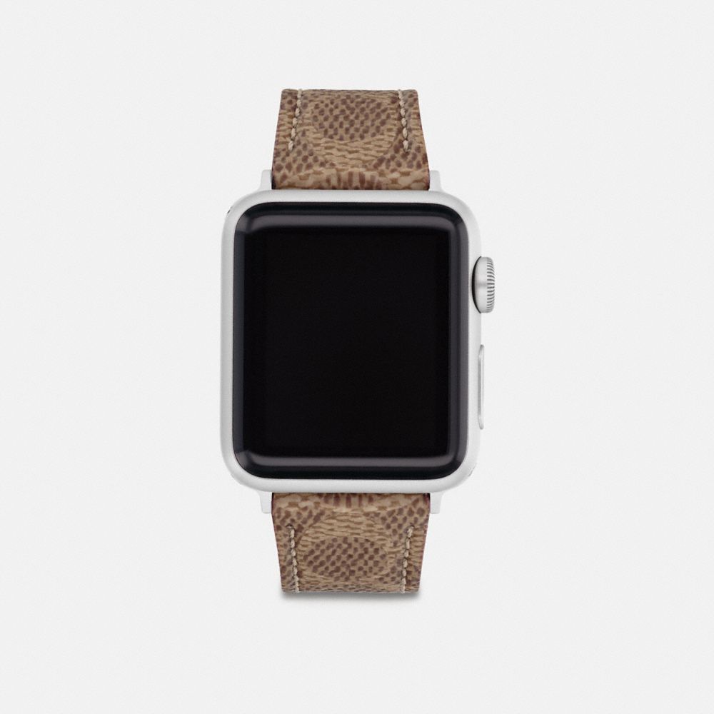 COACH®,APPLE WATCH® STRAP, 38MM AND 40MM,Stainless Steel,Tan,Front View