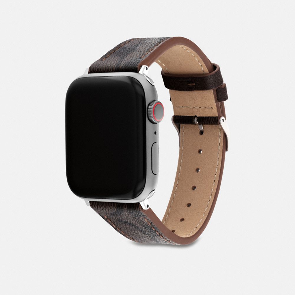 Coach Apple Watch Canvas Strap - Red/Brown