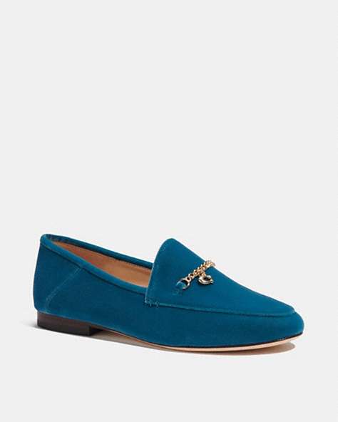 COACH®,HANNA LOAFER,Leather,Deep Turquoise,Front View
