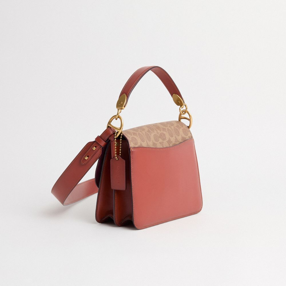 COACH®,Restored Beat Shoulder Bag In Signature Canvas With Horse And Carriage Print,Shoulder Bag,Color Block,Studded,Chain...,Brown,Angle View