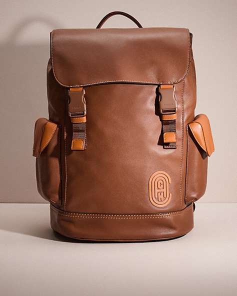 COACH®,RESTORED RIVINGTON BACKPACK,Smooth Leather,Small,Black Copper Finish/Dark Saddle/Vintage Ginger,Front View