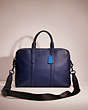 COACH®,RESTORED METROPOLITAN SOFT BRIEF IN COLORBLOCK,Polished Pebble Leather,Large,Black Copper/True Navy,Front View