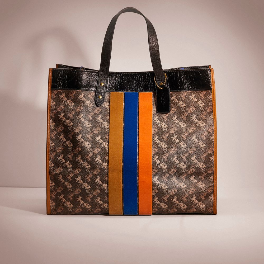 Restored Field Tote 40 With Horse And Carriage Print And Varsity Stripe