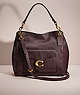 COACH®,RESTORED TABBY HOBO,Polished Pebble Leather,Large,Brass/Oxblood,Front View