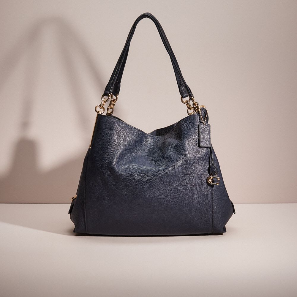 COACH®,RESTORED DALTON 31,Refined Pebble Leather,Large,Gold/Midnight Navy,Front View