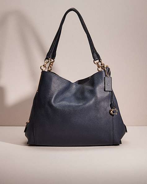 COACH®,RESTORED DALTON 31,Polished Pebble Leather,Large,Gold/Midnight Navy,Front View