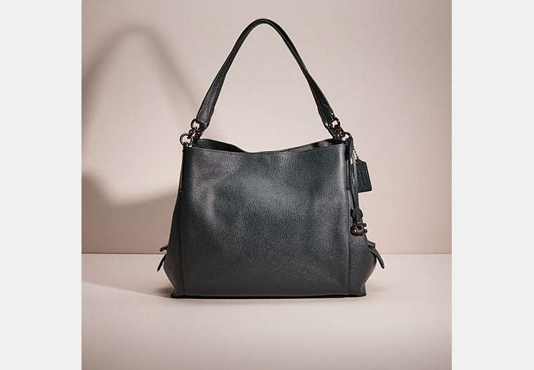COACH®,RESTORED DALTON 31,Refined Pebble Leather,Large,Pewter/Pine Green,Front View