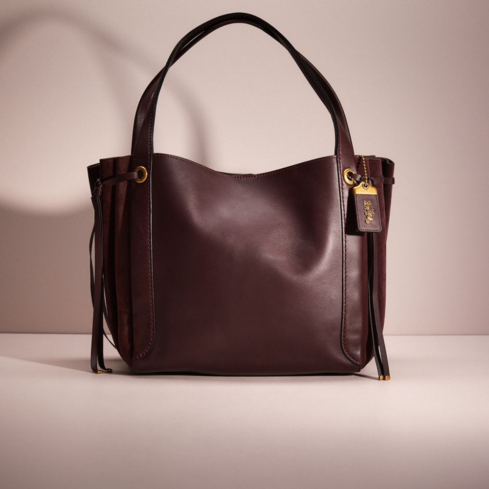 COACH®,RESTORED HARMONY HOBO,Glovetanned Leather,X-Large,Brass/Oxblood,Front View