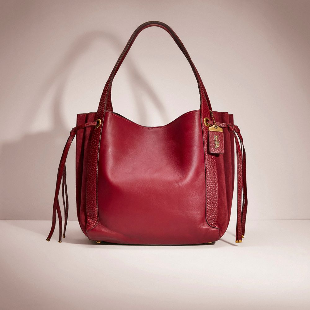 COACH®,RESTORED HARMONY HOBO,Glovetanned Leather,X-Large,Brass/Deep Red,Front View