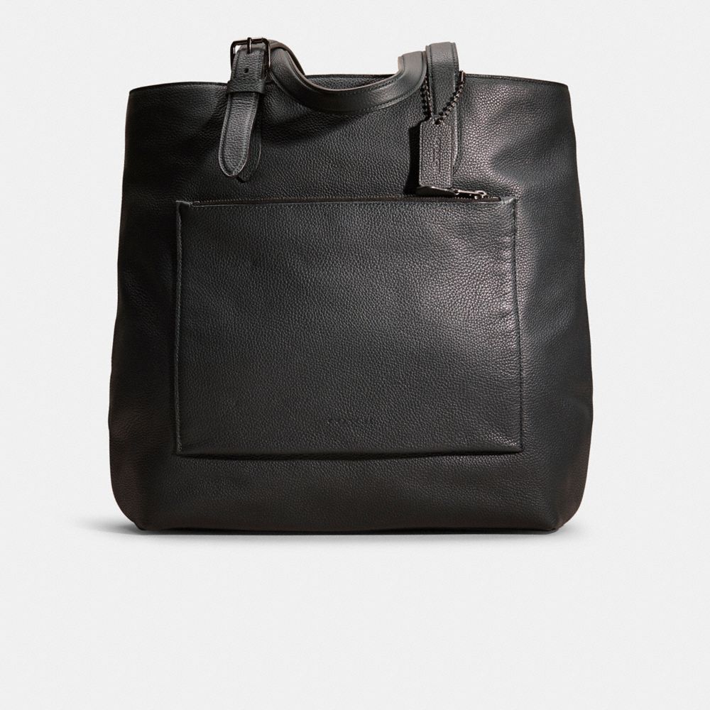 COACH®,Restored Metropolitan Soft Tote,Leather,Tote,Logo,Embossed,Casual,Black,Front View