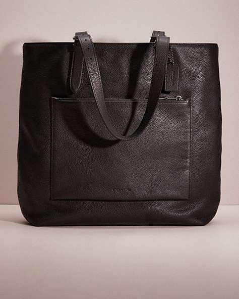 COACH®,RESTORED METROPOLITAN SOFT TOTE,Polished Pebble Leather,Large,Gunmetal/Black,Front View