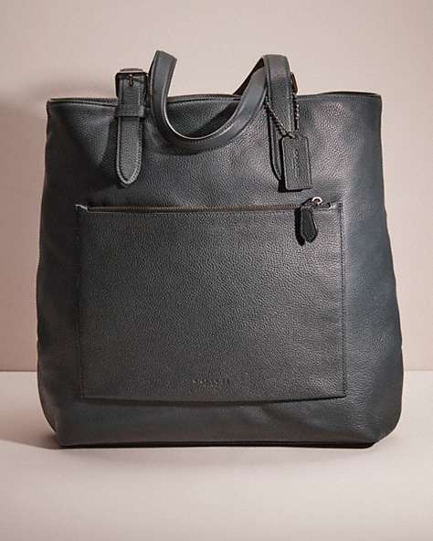 COACH®,RESTORED METROPOLITAN SOFT TOTE,Polished Pebble Leather,Large,Gunmetal/Cypress,Front View