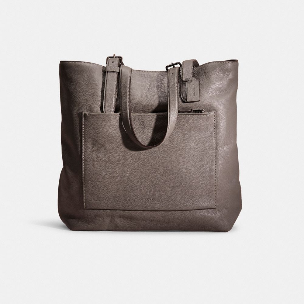 COACH®,Restored Metropolitan Soft Tote,Leather,Tote,Logo,Embossed,Casual,Gray,Front View