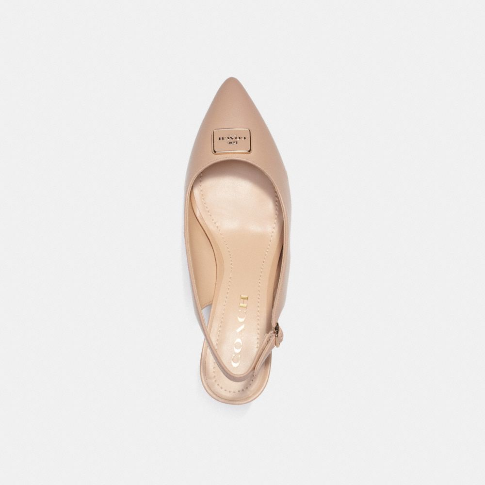 COACH®,Jillian Slingback,Rubber,Lining Leather,Leather,Pumps,Metal,Work,Beige,Inside View,Top View