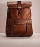 COACH®,RESTORED BLEECKER BACKPACK,Smooth Leather,Large,Brass/Dark Saddle,Front View