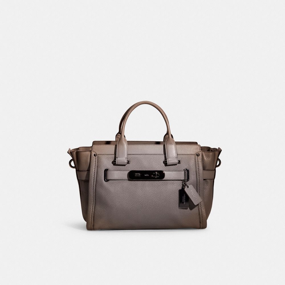 COACH®,Cuir galet,Bronze/Gris Chiné,Front View