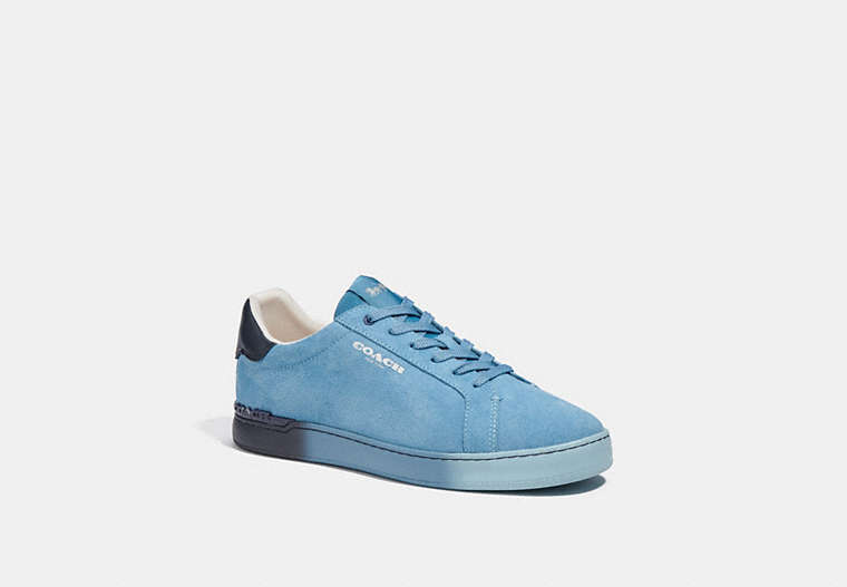 COACH®,CLIP LOW TOP SNEAKER,Suede,Midnight Navy/Pacific Blue,Front View